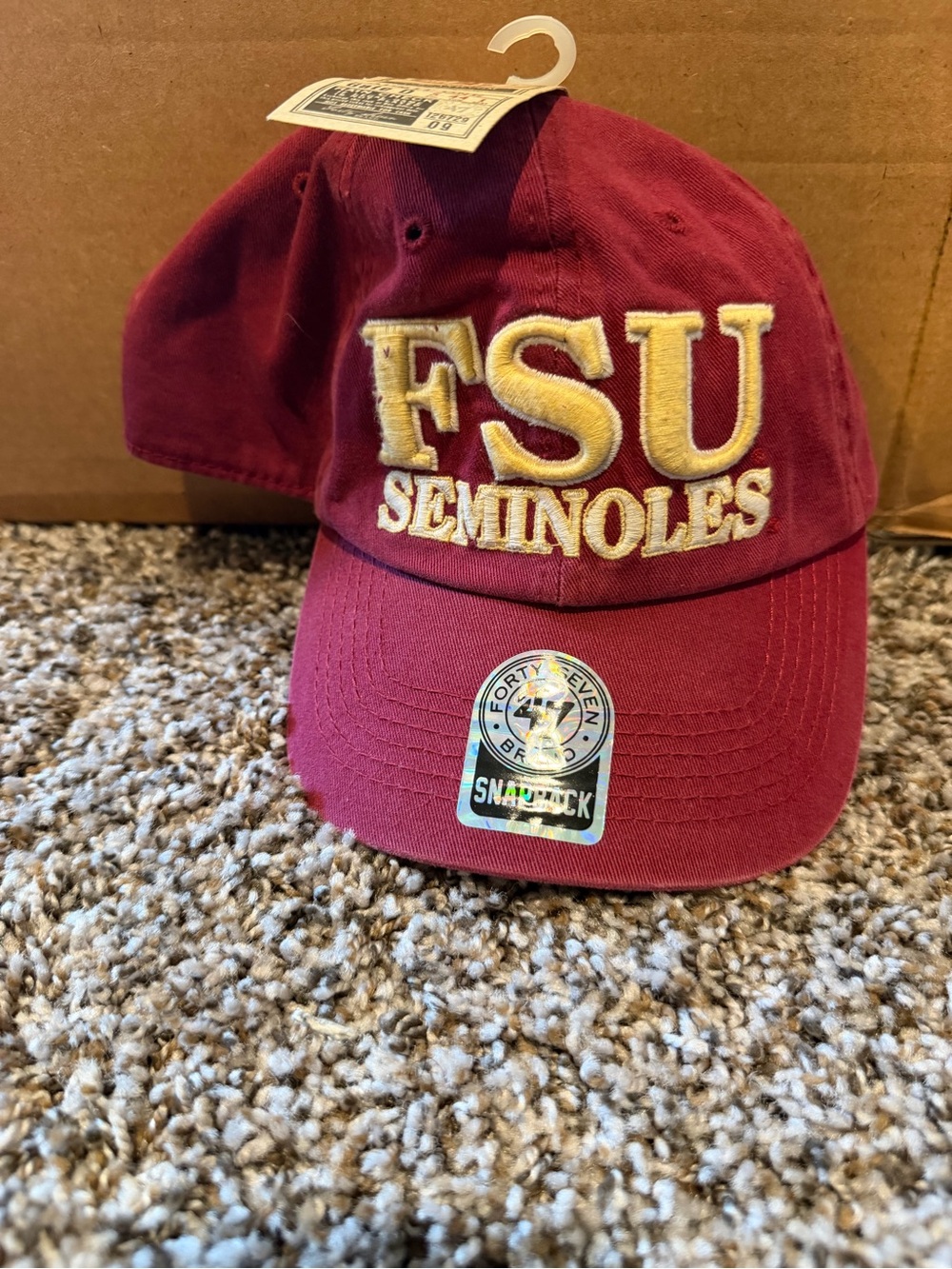 NWT 47 Brand FSU Florida State Seminoles Snapback Hat Garnet Gold
